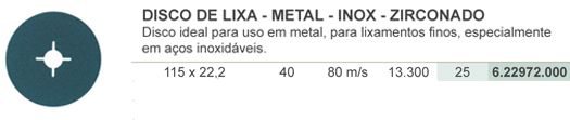 DL - Metal Inox Zirconado #40 (DxExFmm) - 115 x 22,2
