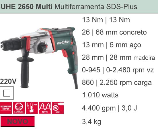 UHE 2650 Multiferramenta Combinada SDS Plus