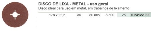 DL - Metal - uso geral - # 36 (DxExFmm) - 178 x 22,2