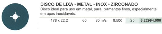 DL - Metal Inox Zirconado #60(DxExFmm) - 178 x 22,2