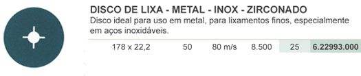 DL - Metal Inox Zirconado #50 (DxExFmm) - 178 x 22,2
