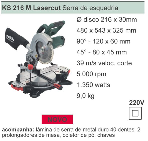 KS 216 M Lasercut - Serra de Esquadria 8.1/2